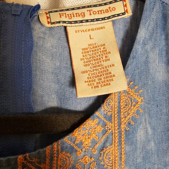 Flying Tomato Boho Maxi Dress Embroidered Top and Peach Skirt Size L - Picture 3 of 7